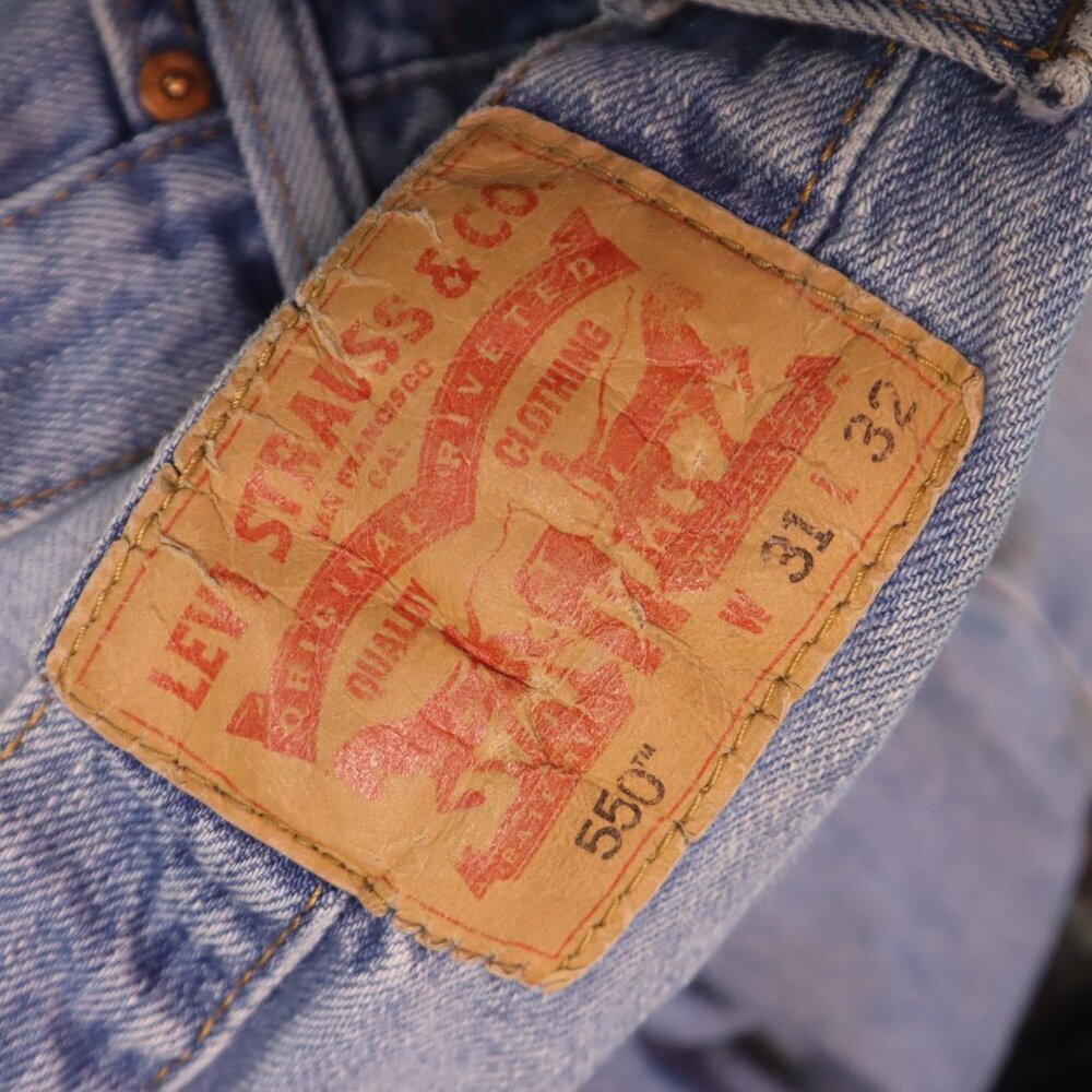 LEVIS 550 31x32 *FLAWED* Acid Wash Light Blue Denim Jeans Classic Distressed Y2K - Picture 12 of 14